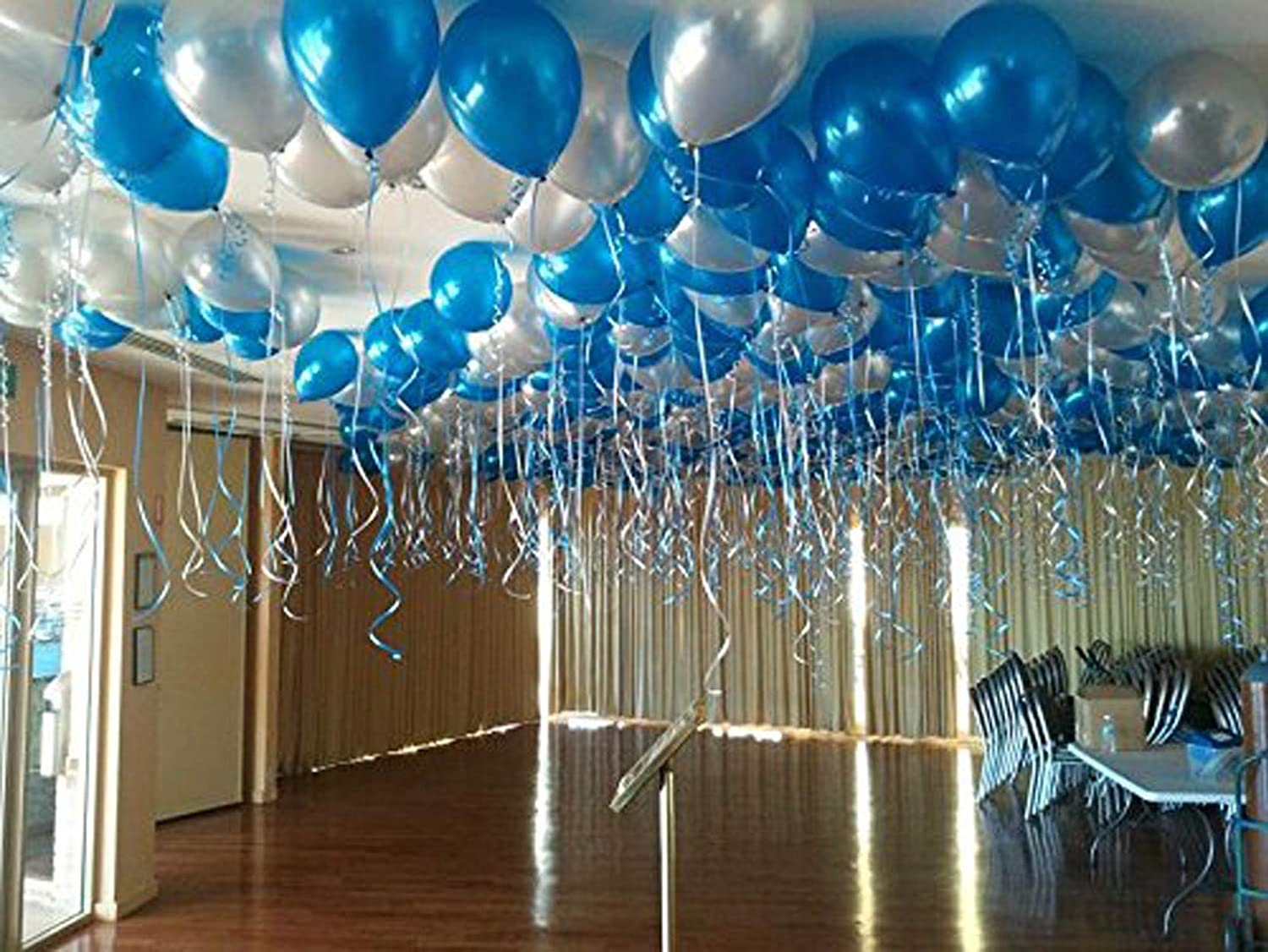 Metallic HD Toy Balloons Blue and Silver